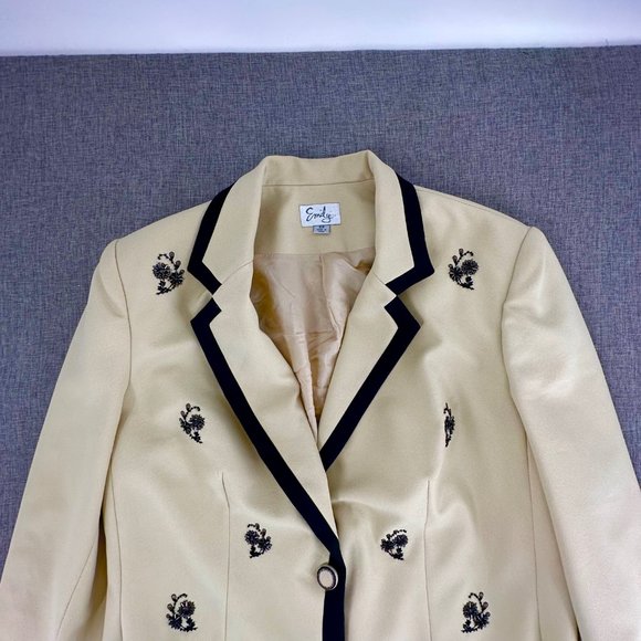 Vintage Emily Blazer Beaded Floral Detail Long Sleeve Button Closure Plus 16W‎ - Picture 4 of 15